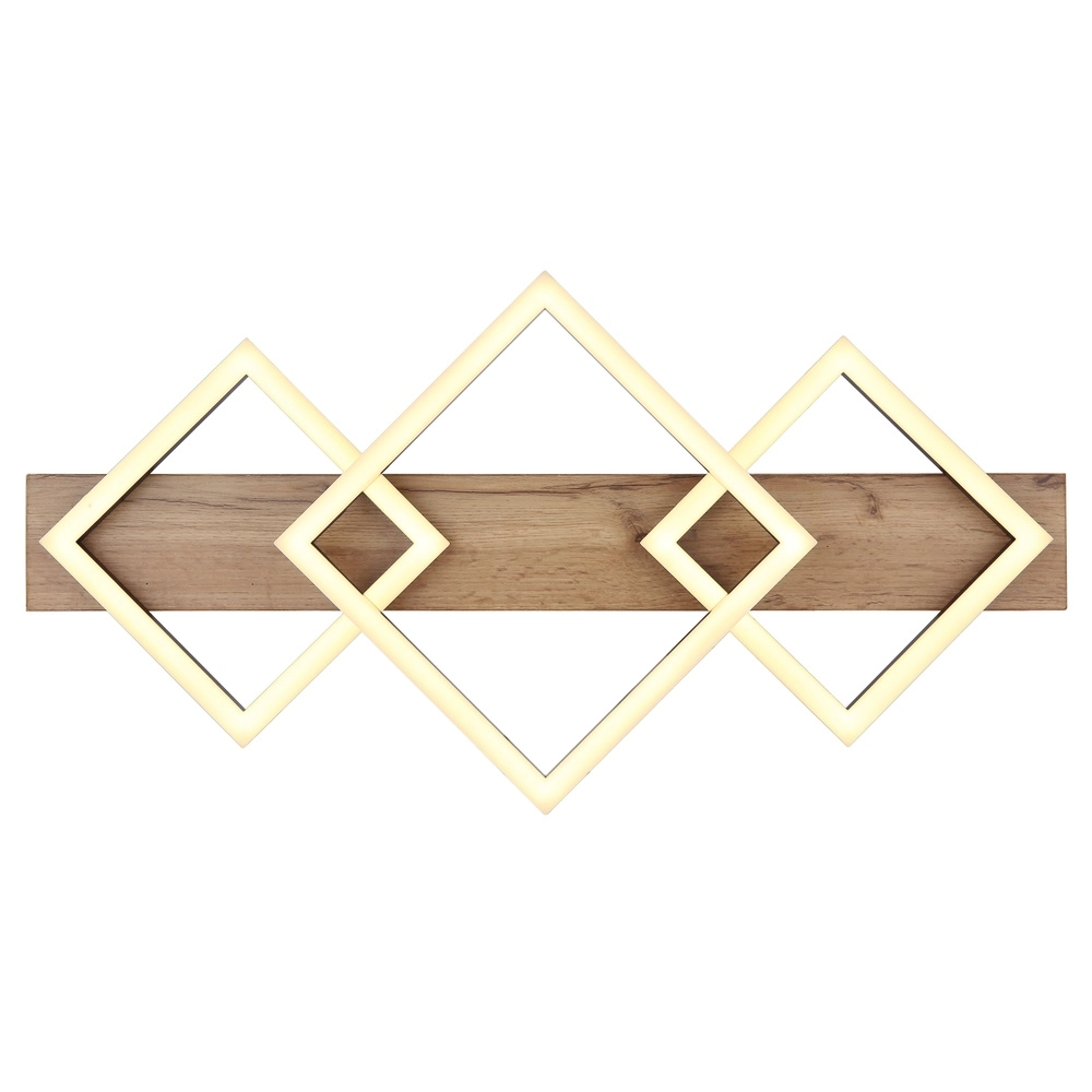 Lampe de plafond Beatrix 61 cm carrés noirs avec du bois Globo 9007371445394