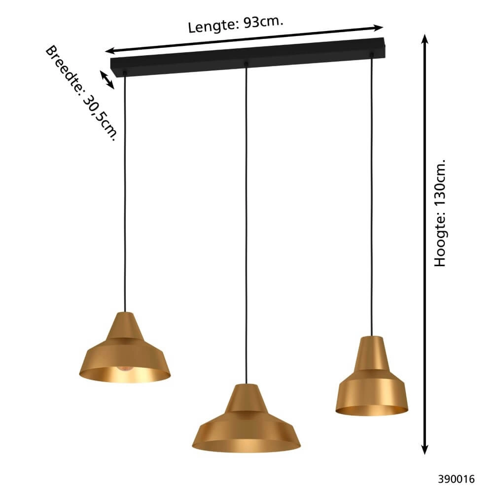 Lampe suspendue dorée Savarna avec 3 capotes Stars of Light 9008606220878
