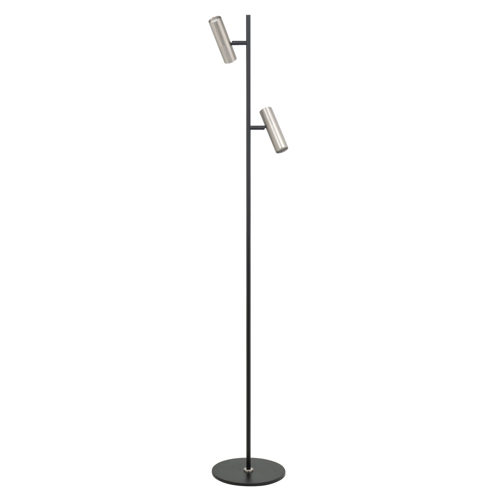 Lampadaire Trend 2 lumières noir avec nickel