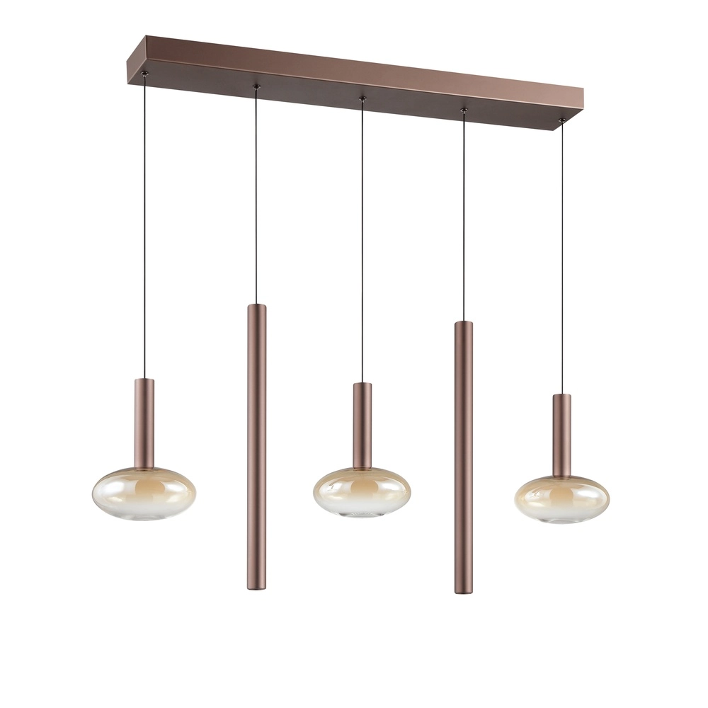 Lampe suspendue Veridian Brun café avec verre ambré Brilliant 4004353477942