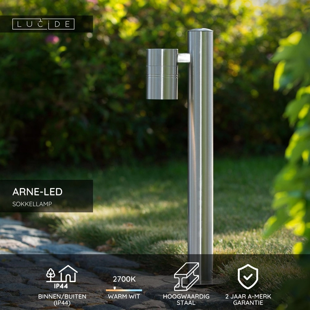 Lampe de jardin Arne-Led Chrome Lucide 5411212143914