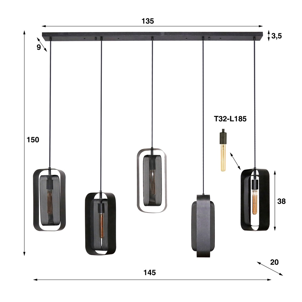 Suspension en grillage métallique de 5L Mesh 5x E27 Lyora 8716803512207