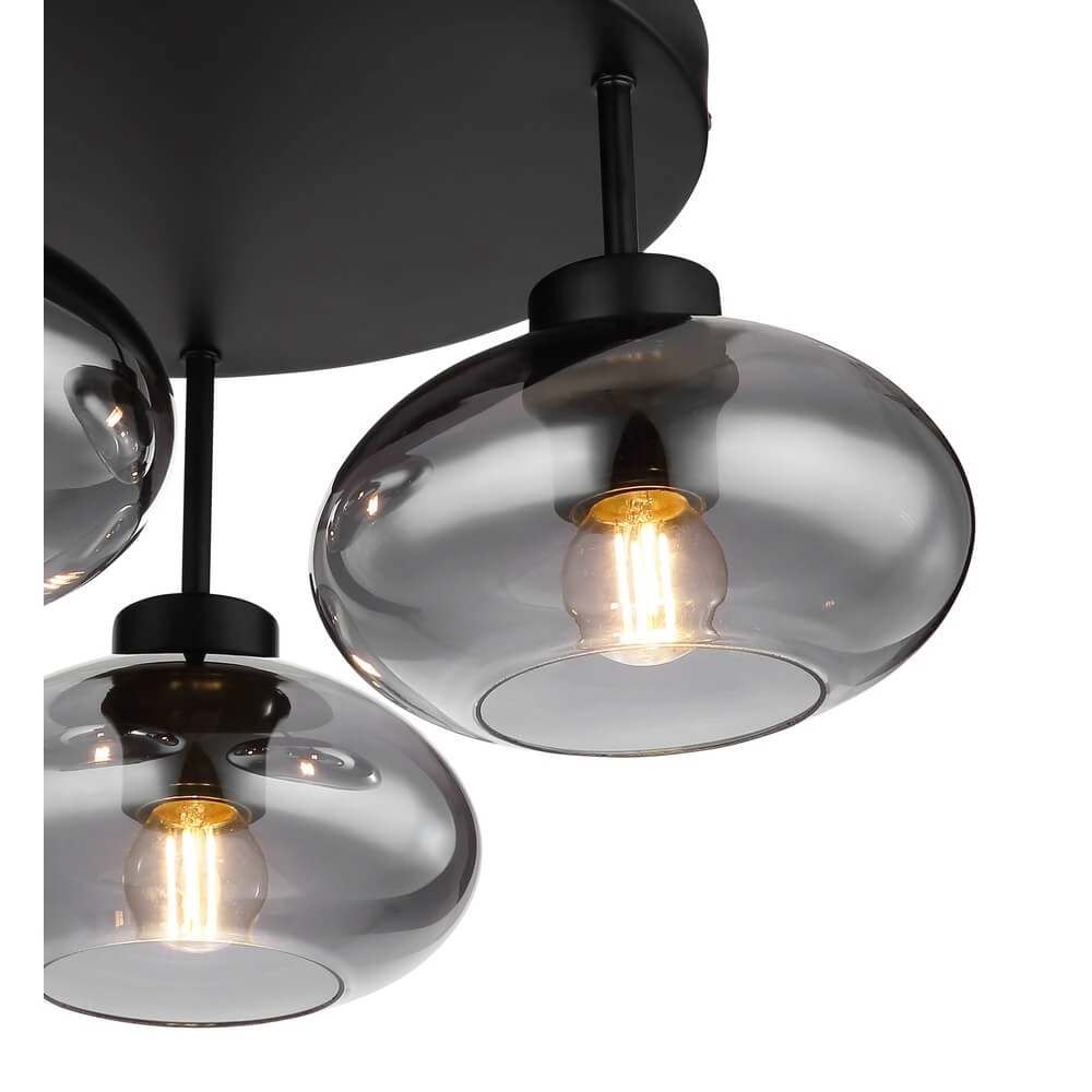 Plafonnier noir Shaun 3 lumières Ø 40cm Globo 9007371439935