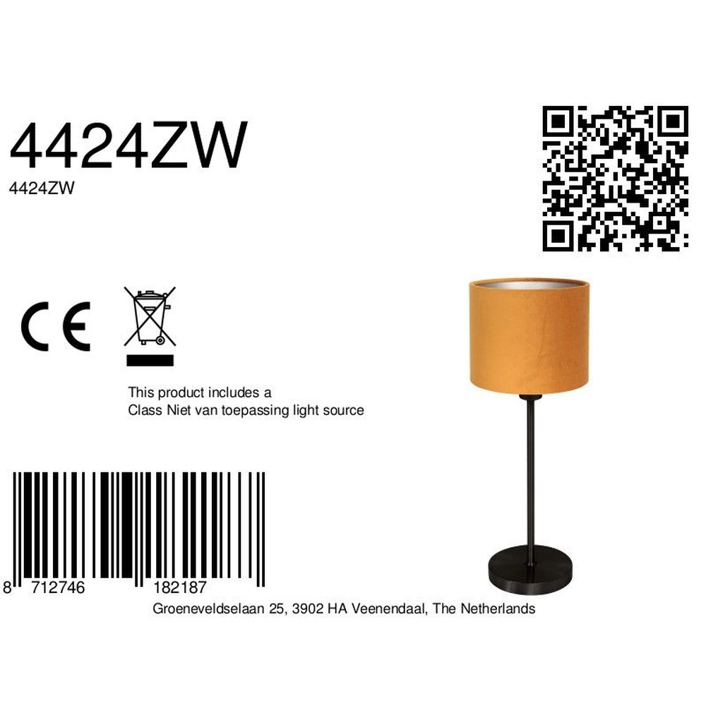 Lampe de table noire Noor avec capuchon doré Steinhauer 8712746182187