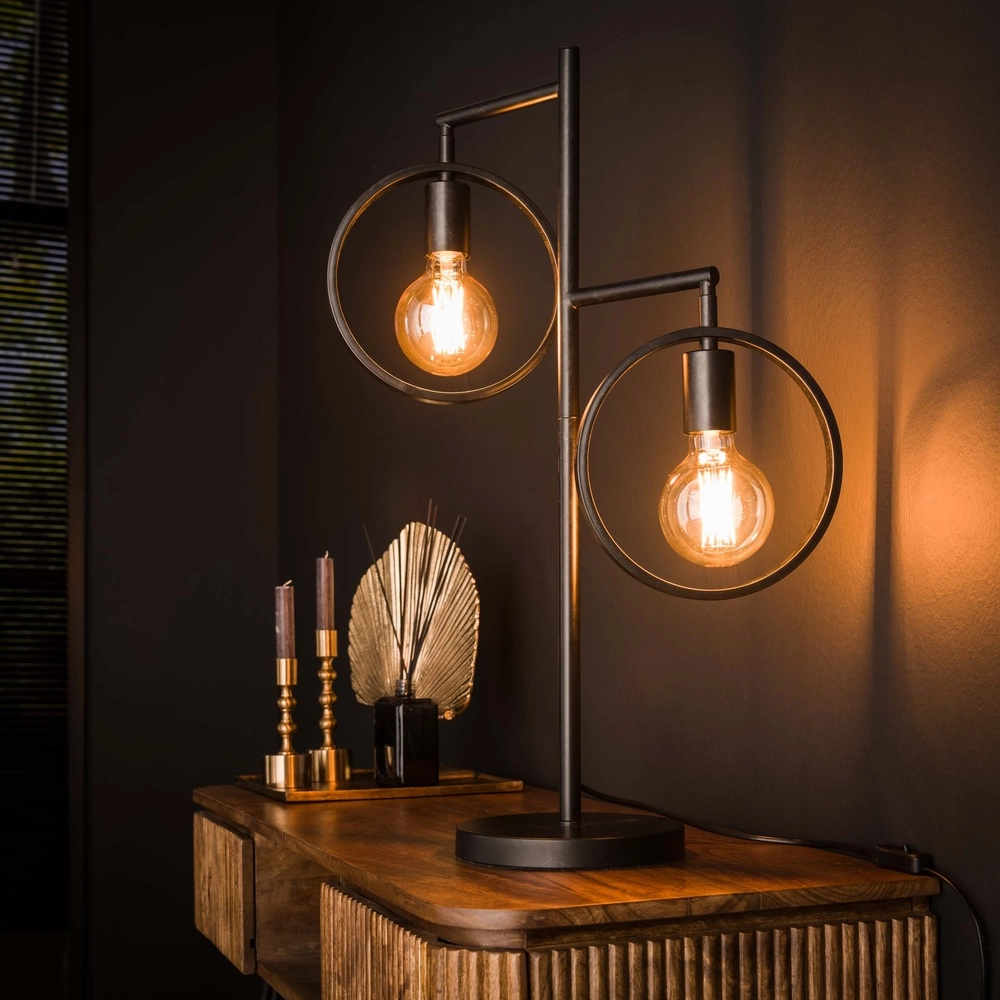Lampe de table à 2 anneaux Ring noir - E27 Lyora 8716803511736