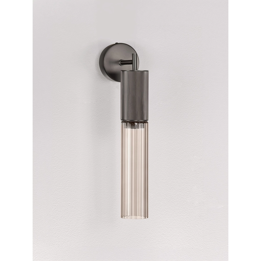 Lampe murale de conception Brielle anthracite avec verre moka Lyora 5212017495440