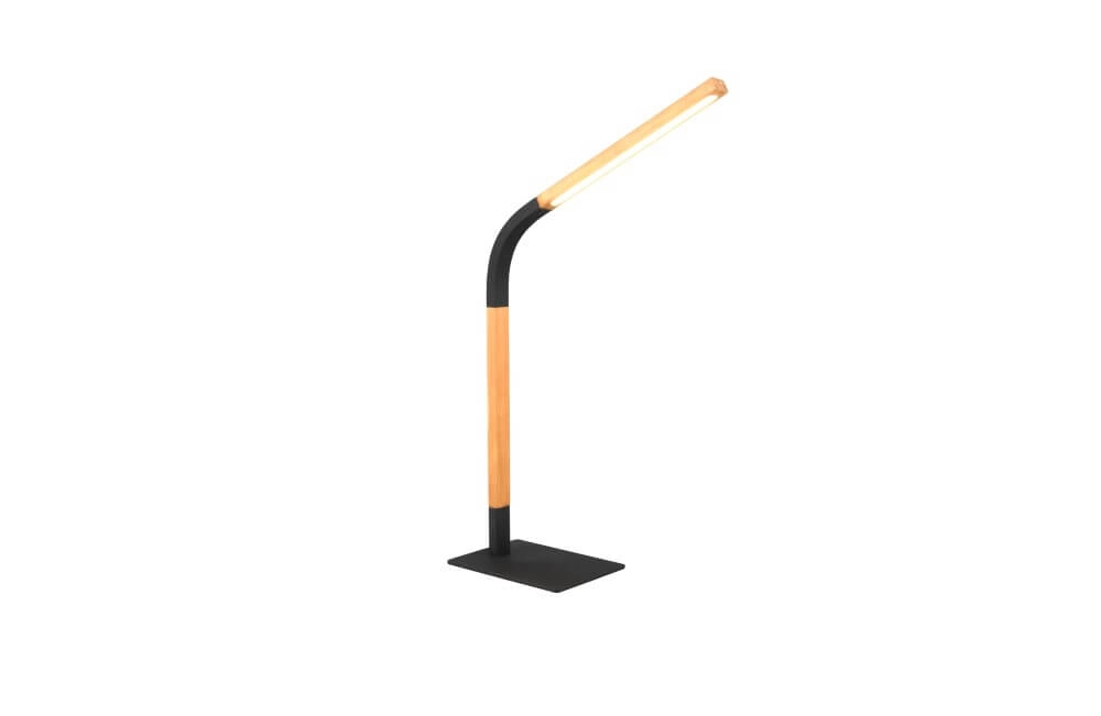 Lampe de table flexible Norris noir avec bois Trio 4017807599992