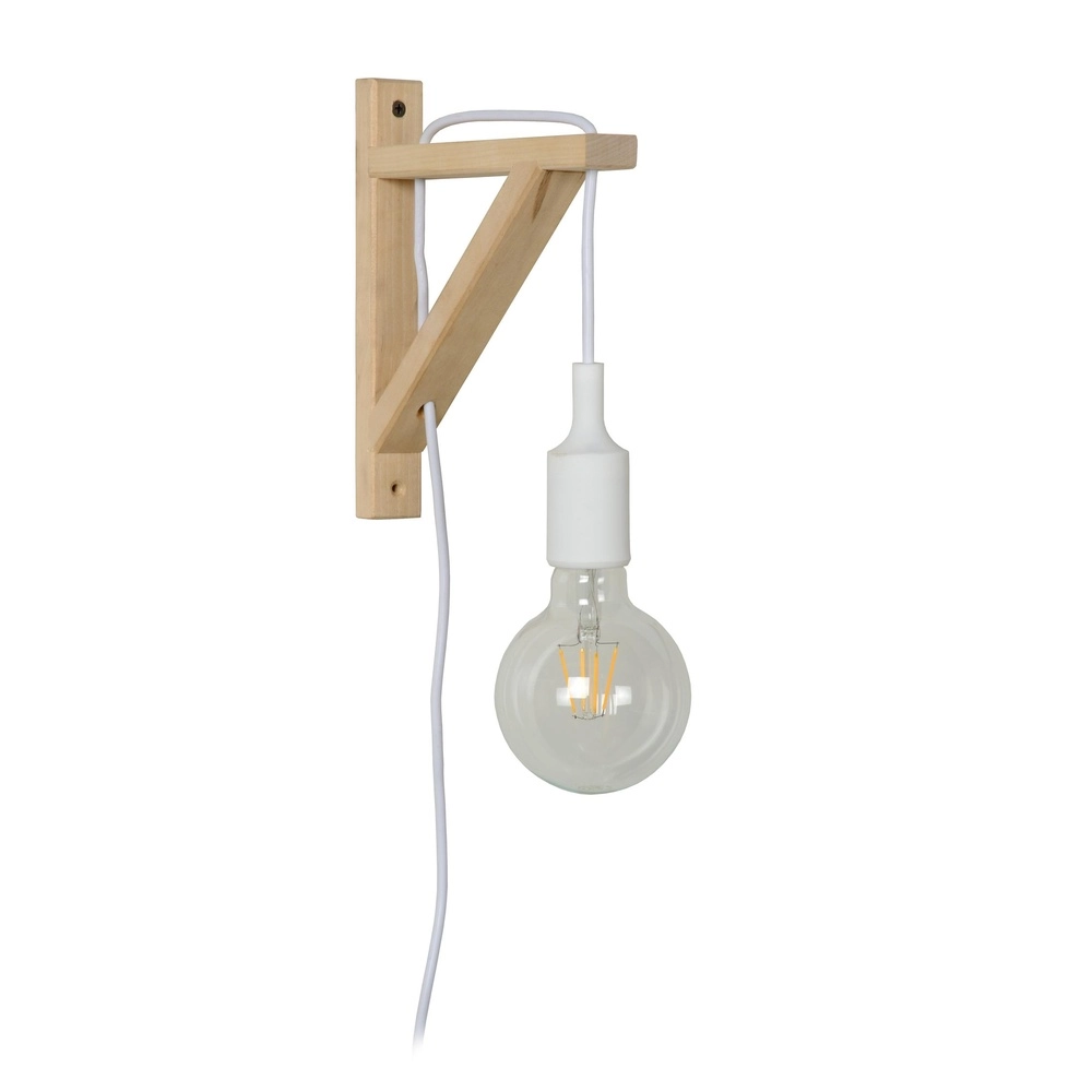 Lampe murale en bois Fix avec un cordon blanc