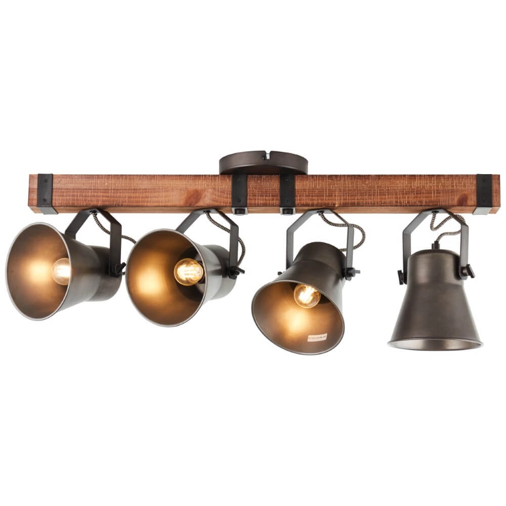 Plafonnier 4 lumières Decca noir avec du marron Brilliant 4004353361456