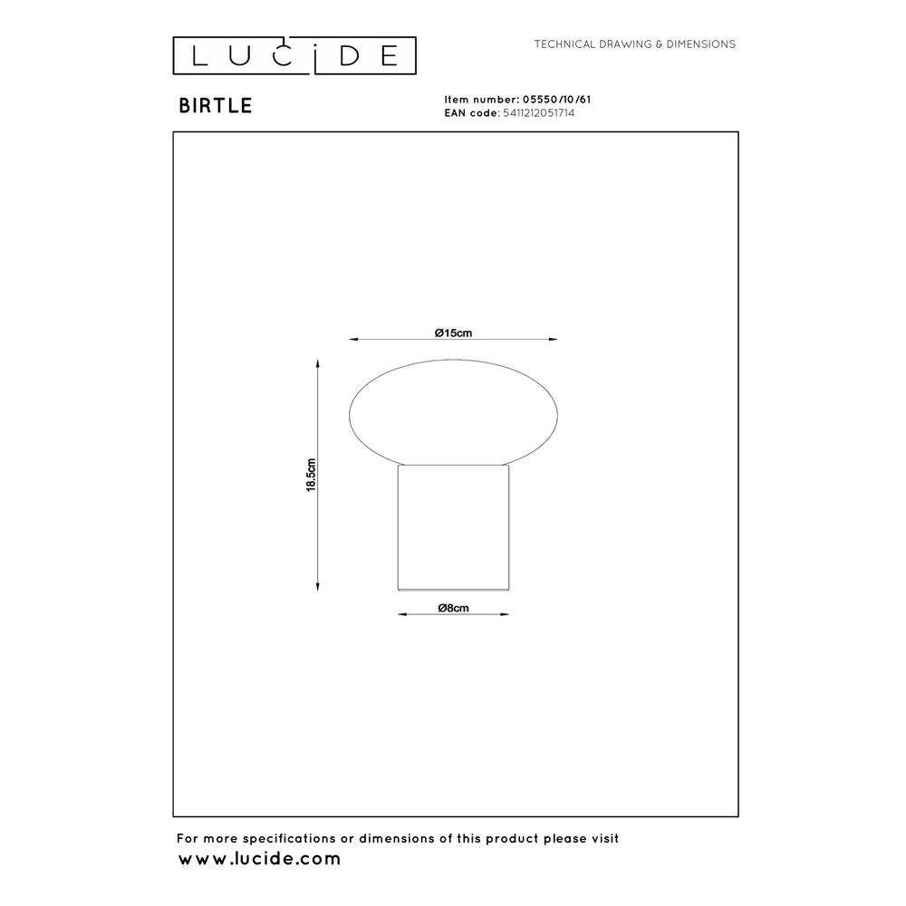 Lampe de table scandinave Birtle Bois clair avec blanc Lucide 5411212051714