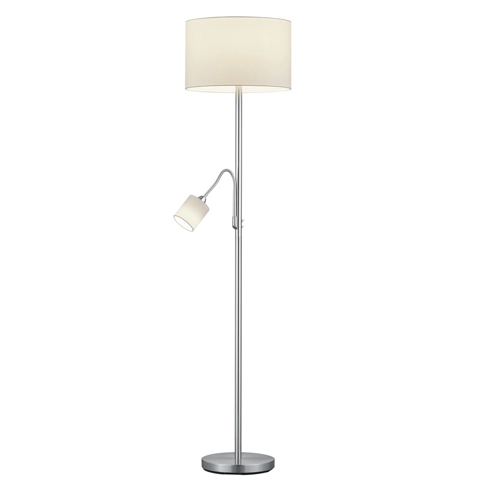 Lampe de lecture Hotel Gris métallisé à 2 lumières avec abat-jour blanc Lampe de lecture Hotel Gris métallisé à 2 lumières avec abat-jour blanc