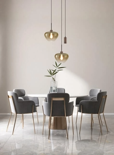 Suspension 3 lumières Genua marron avec 2x verre doré Ø 29cm et 1 pendentif Masterlight 8718121357133