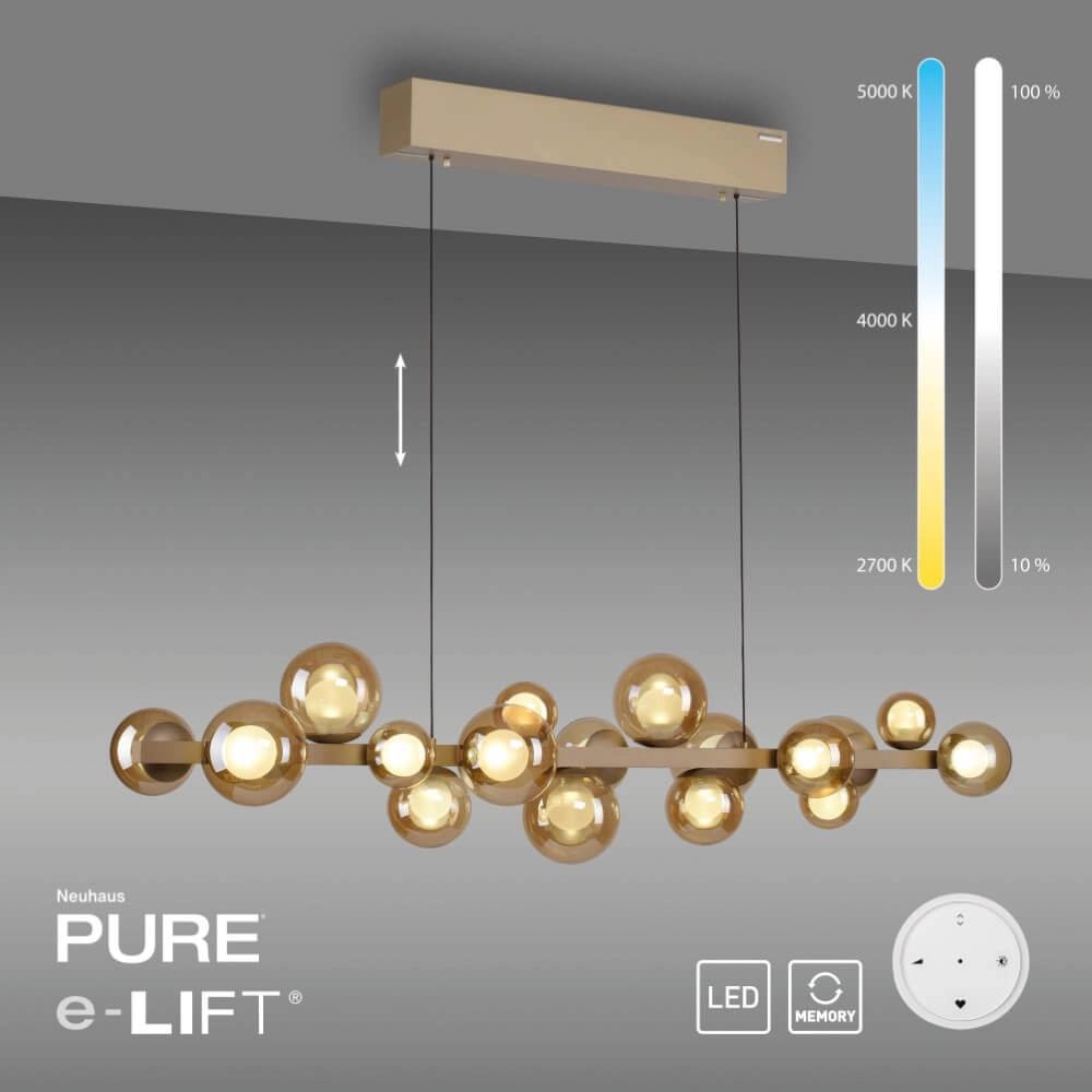 Lampe suspendue unique Pure E-Popup Bronze à 18 lumières Paul Neuhaus 4012248384428