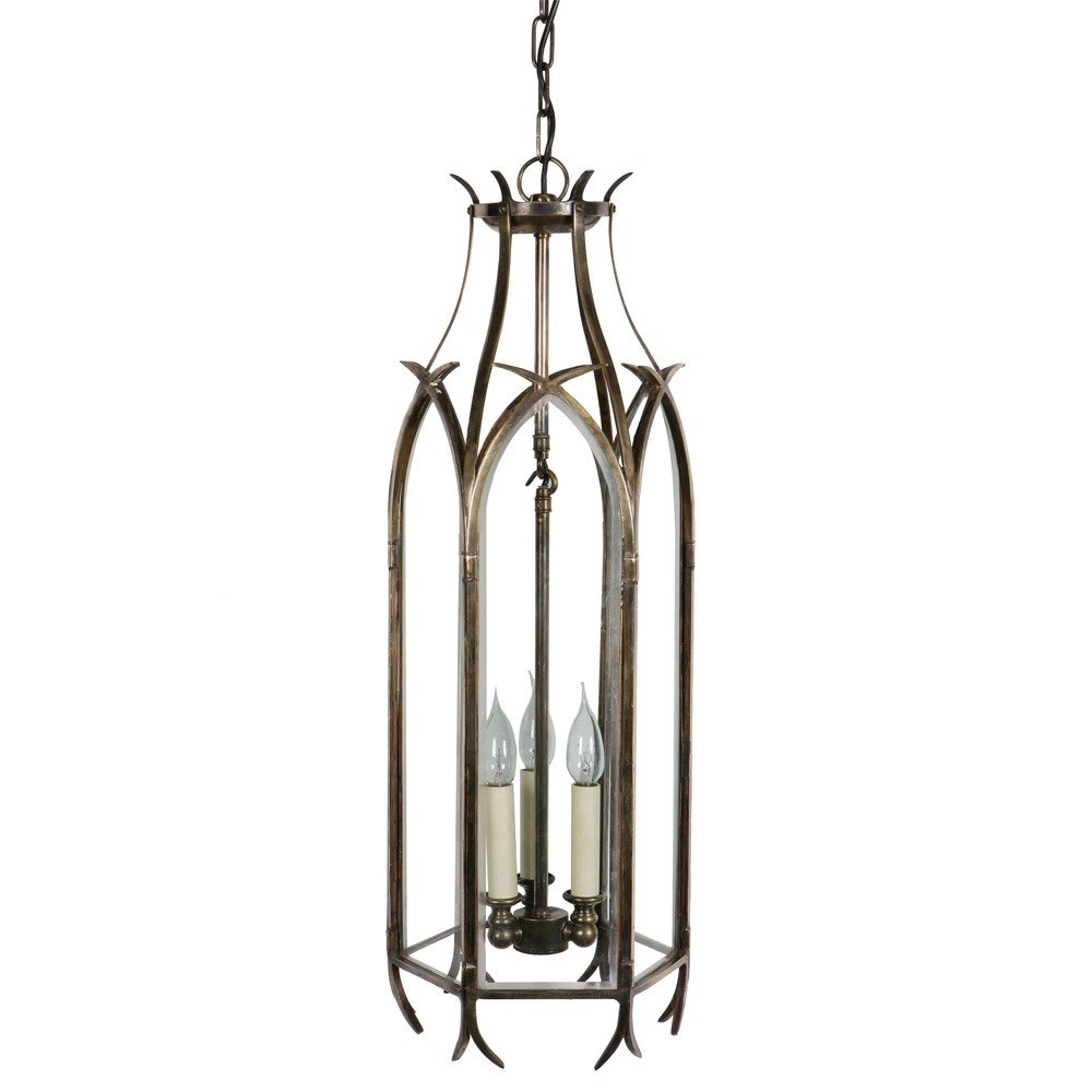 Lampe suspendue antique Gothic 3 lumières - cuivre antique (ant)