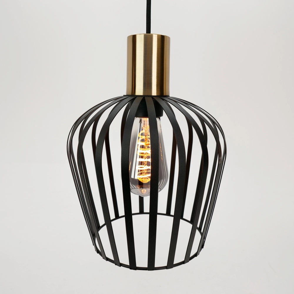 Lampe pendante à 3 lampes Empoli noir avec or - Ø 20cm Eglo 9008606299898