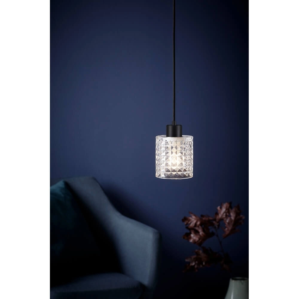 Suspension Hollywood noir avec verre transparent Nordlux 5701581405387