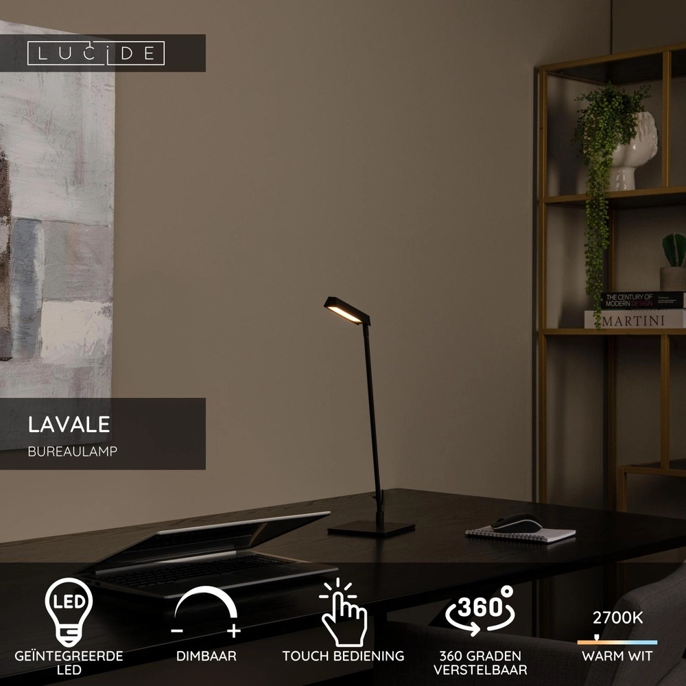 Lampe de bureau à design Lavale Noir Lucide 5411212441614