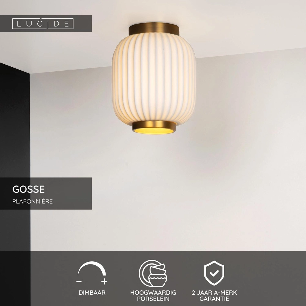 Lampe de plafond à design Gosse Or avec blanc Lucide 5411212134172