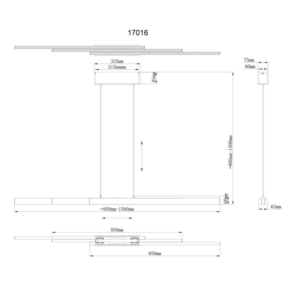 Suspension design Ethan 150cm gris Globo 9007371462247