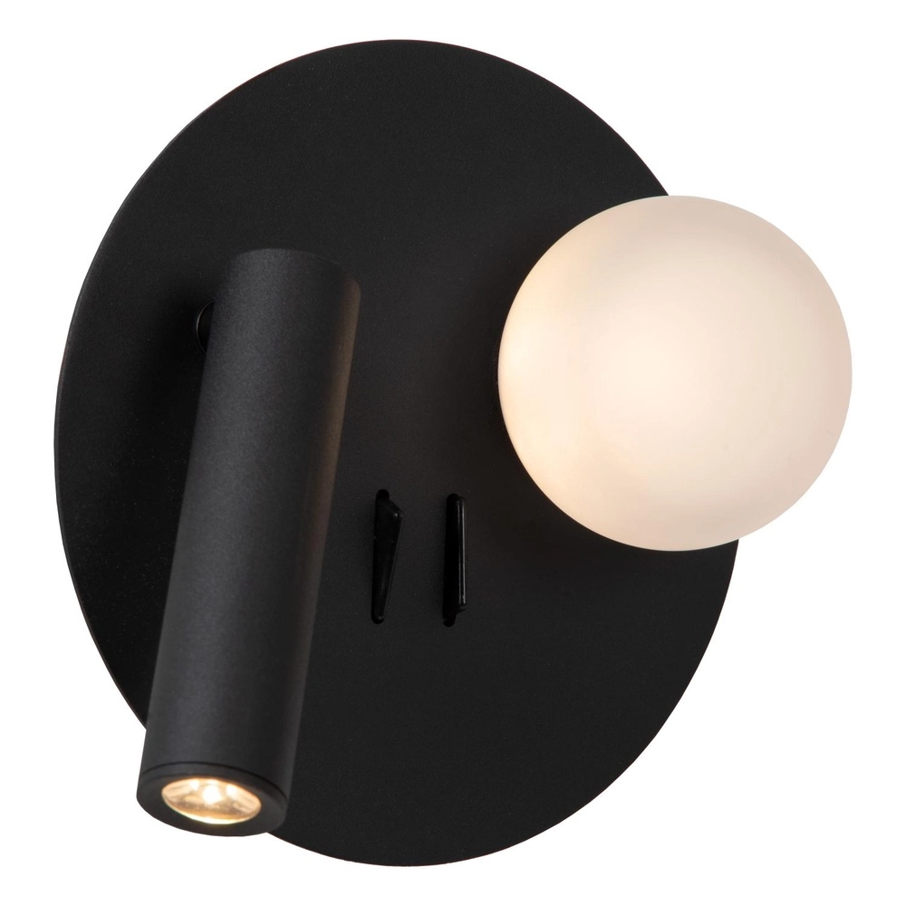 Lampe de chevet conçue Matiz noir avec un point de charge USB Lucide 5411212771322