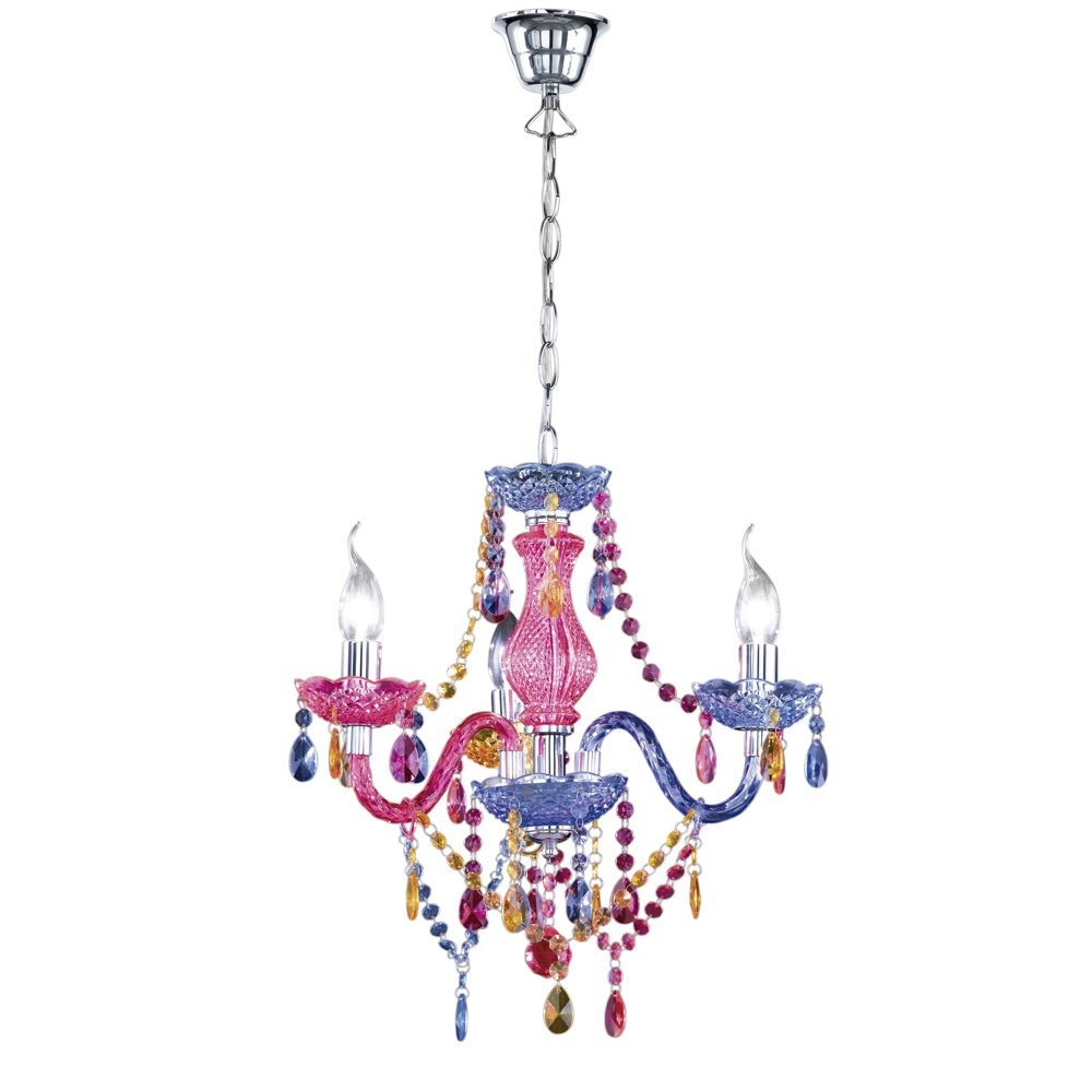 Lustre Luster Crystal 40cm 3 lumières colorées transparentes Lustre Luster Crystal 40cm 3 lumières colorées transparentes