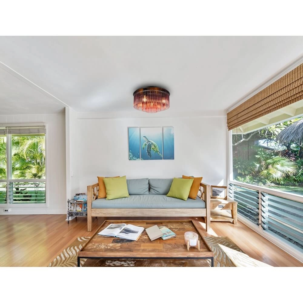 Plafonnier noir Gorley avec verre rouge Ø 50cm Globo 9007371462971