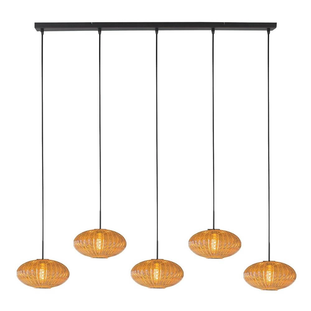 Suspension HaloSwap Noir avec boule en verre ambré Suspension HaloSwap Noir avec boule en verre ambré