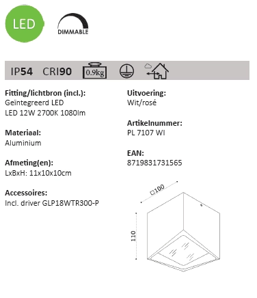 Spot LED en saillie Kiel Artdelight 8719831731565