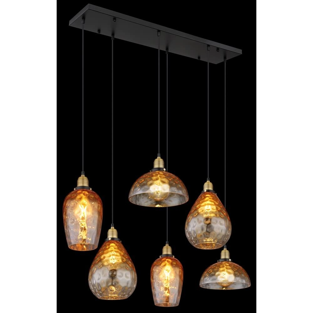 Suspension 6 lumières Salvy Nid d’abeille en verre ambré Globo 9007371445608