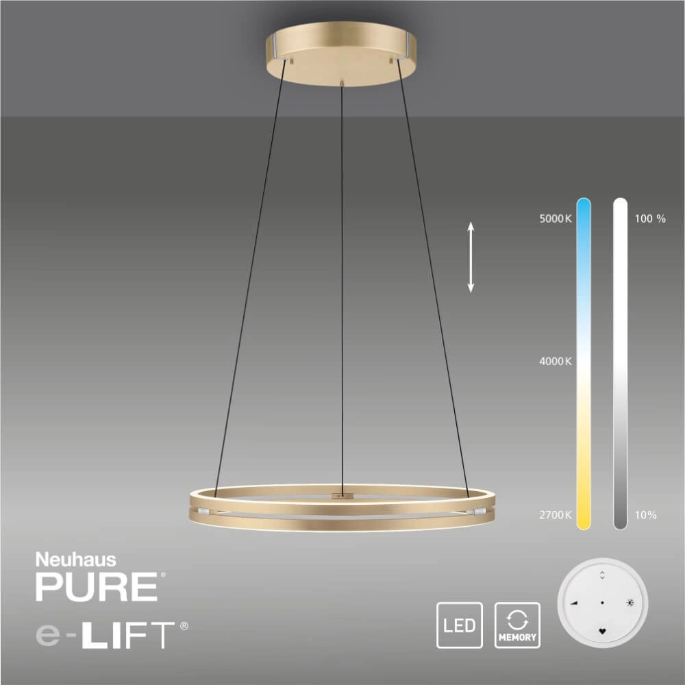 Lampe suspendue élégante Pure E-Loop laiton Ø 70cm Paul Neuhaus 4012248372296