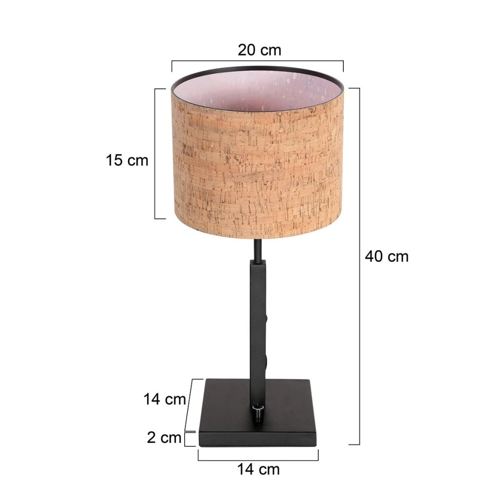 Lampe de table noire Stang avec un chapeau en liège Ø20cm Steinhauer 8712746180541