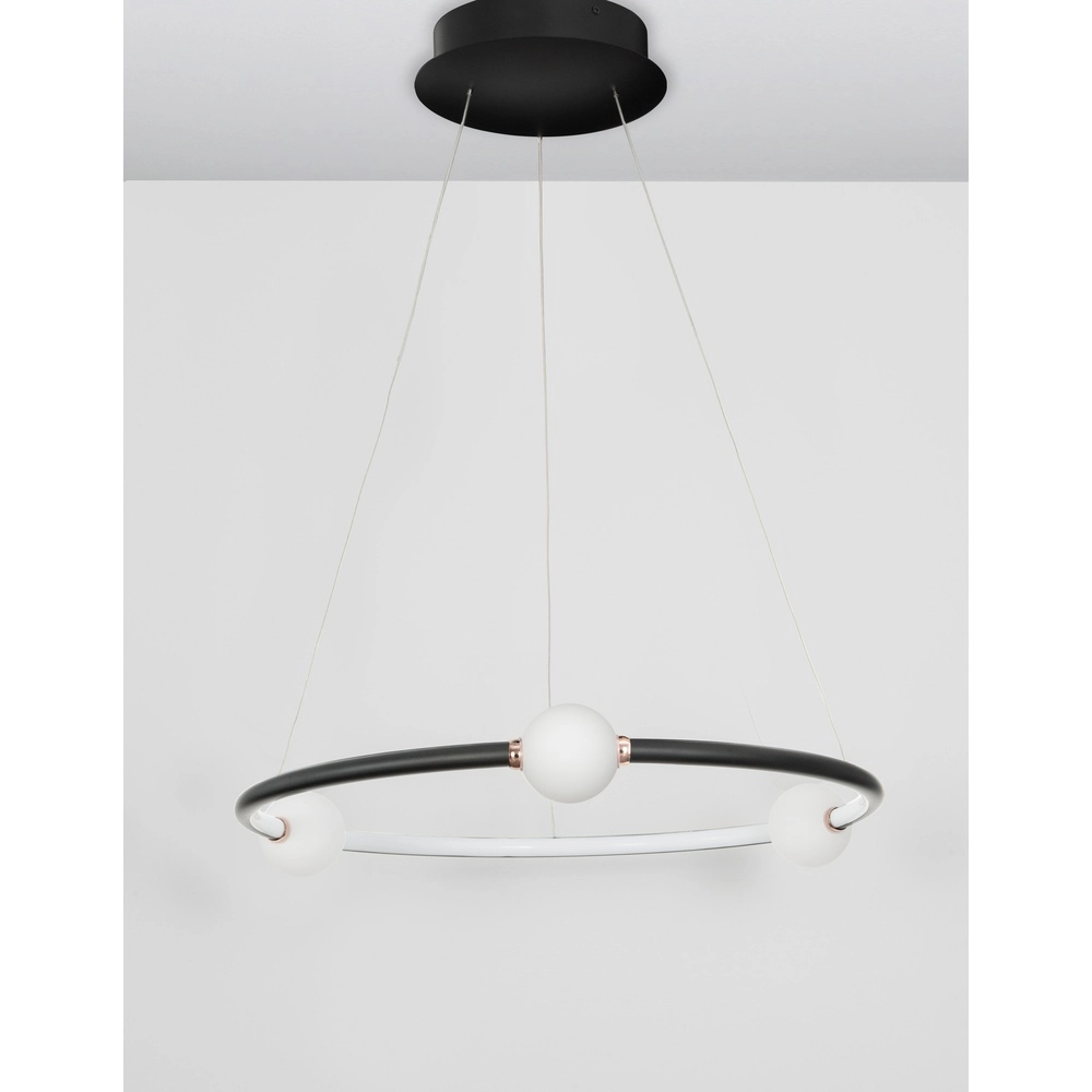 Suspension Celia noir avec blanc rond horizontal Lyora 5212017429339