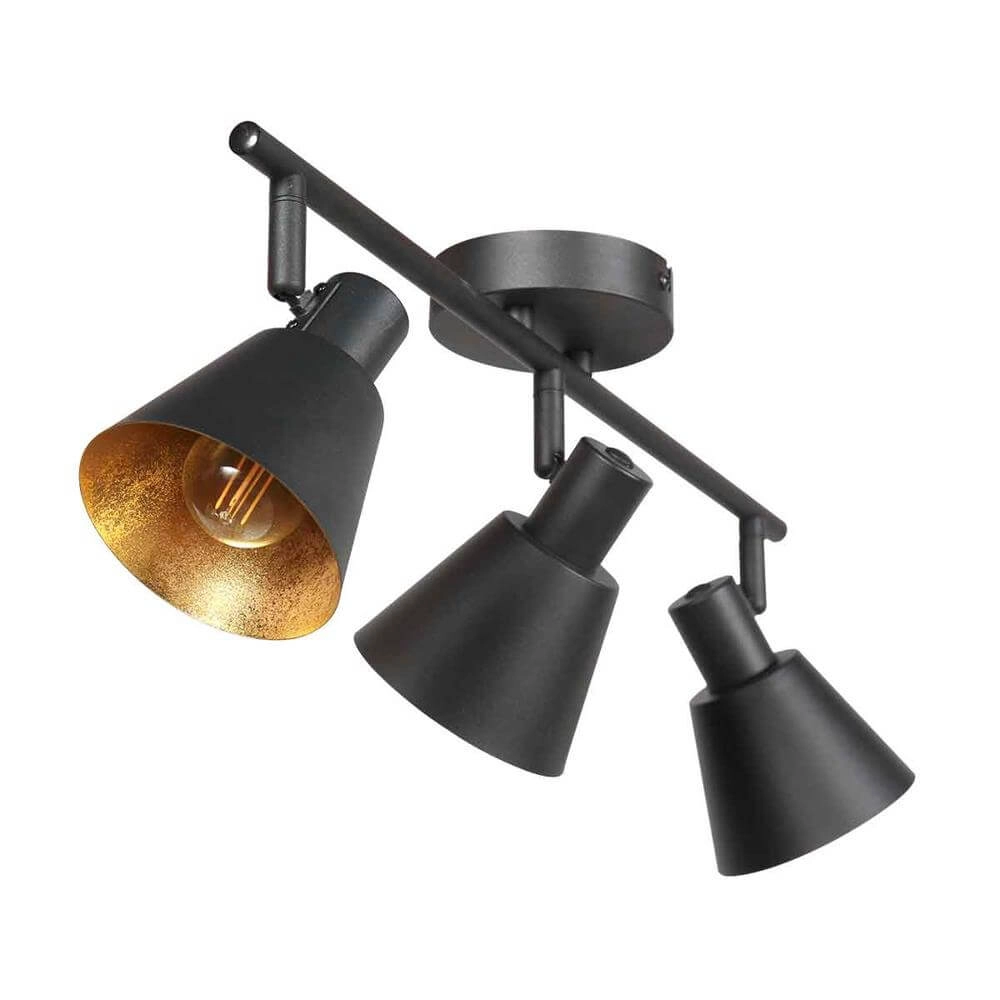 Plafonnier Oeroe noir avec or 3 lumières Steinhauer 8712746176346