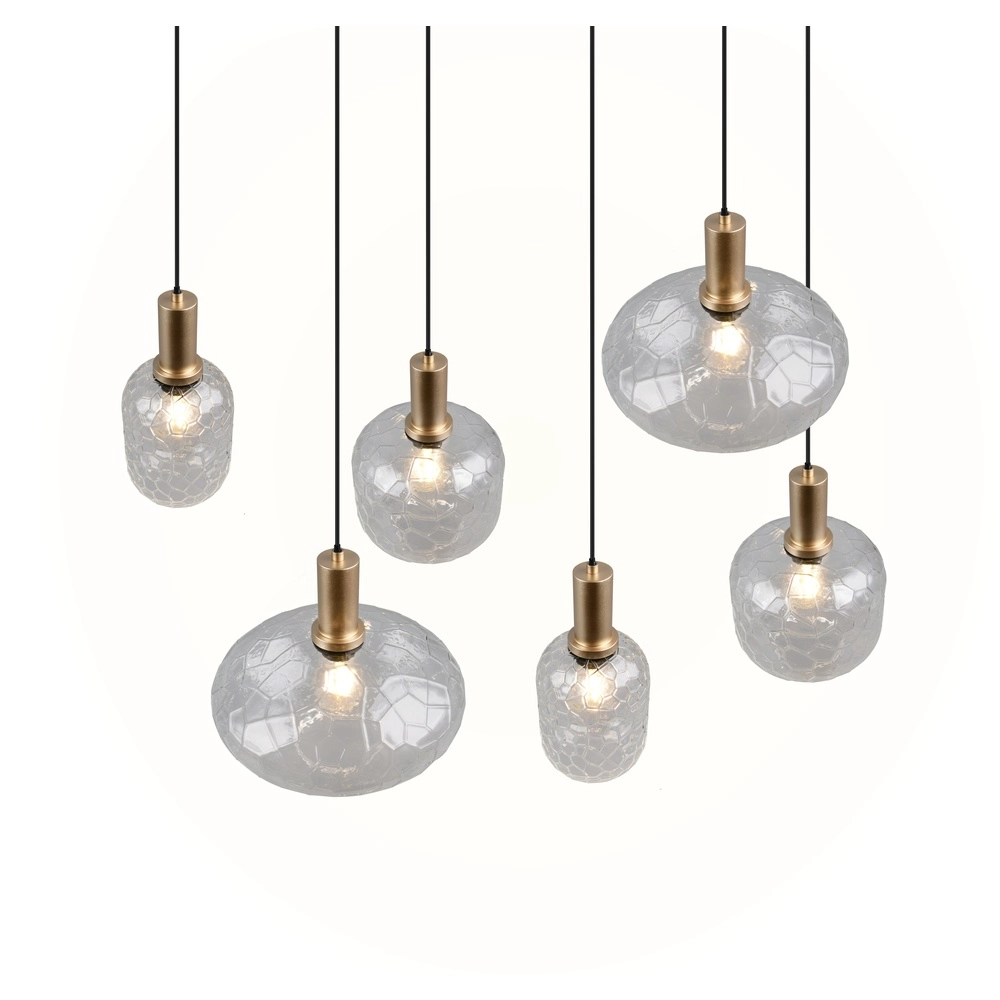 Lampe suspendue à 6 lampes Emelie Or avec verre fumé Trio 4017807702576