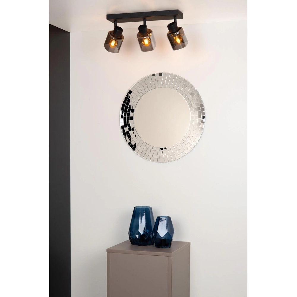 Lampe de plafond Alion Noir à 3 lumières avec verre fumé Lucide 5411212177001