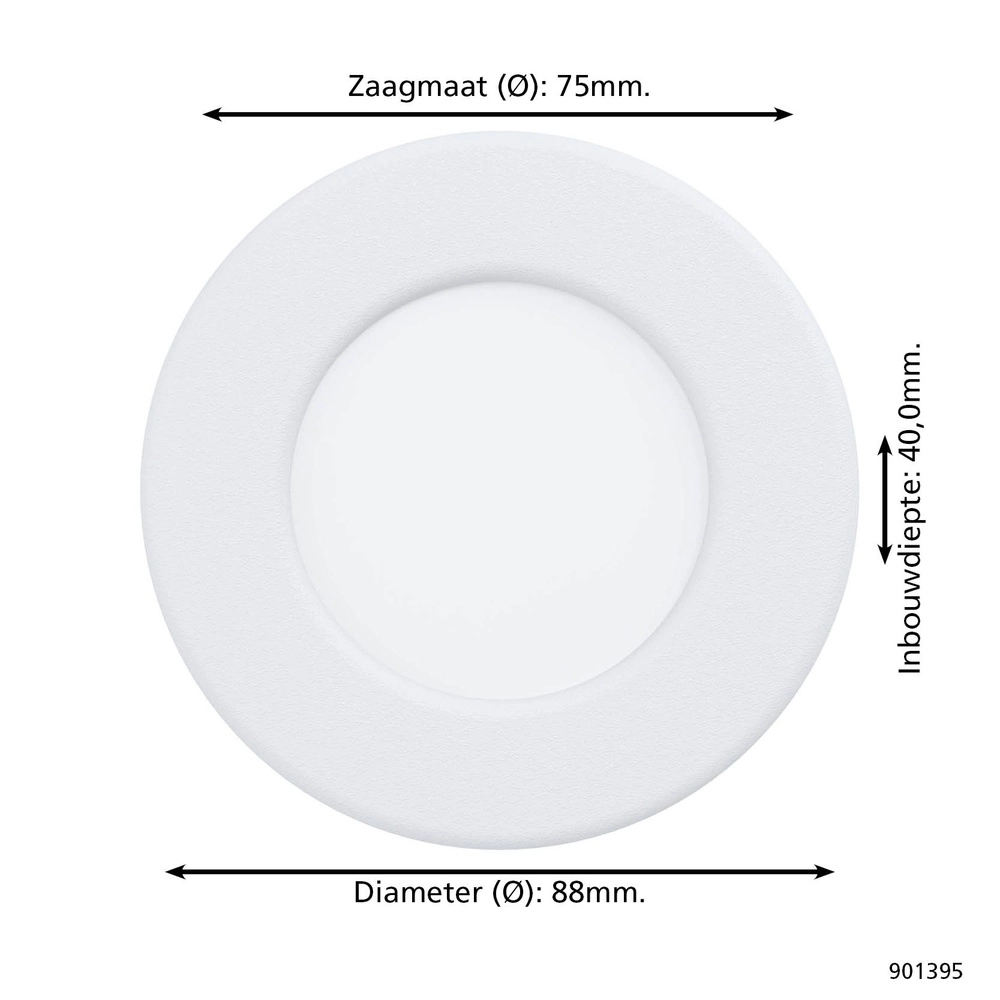 Projecteur encastré Fueva 6 rond - blanc - Ø 8,8cm Eglo 9008606330751