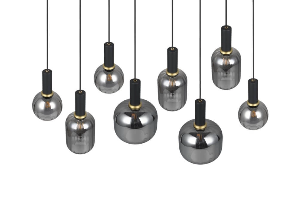 Lampe suspendue pour salle à manger Diva 8 lumières - verre fumé Trio 4017807614589