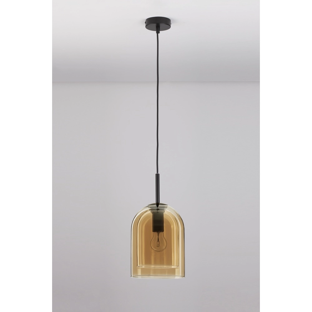 Suspension Velor Simple noir avec verre ambré Lyora 5212017431202