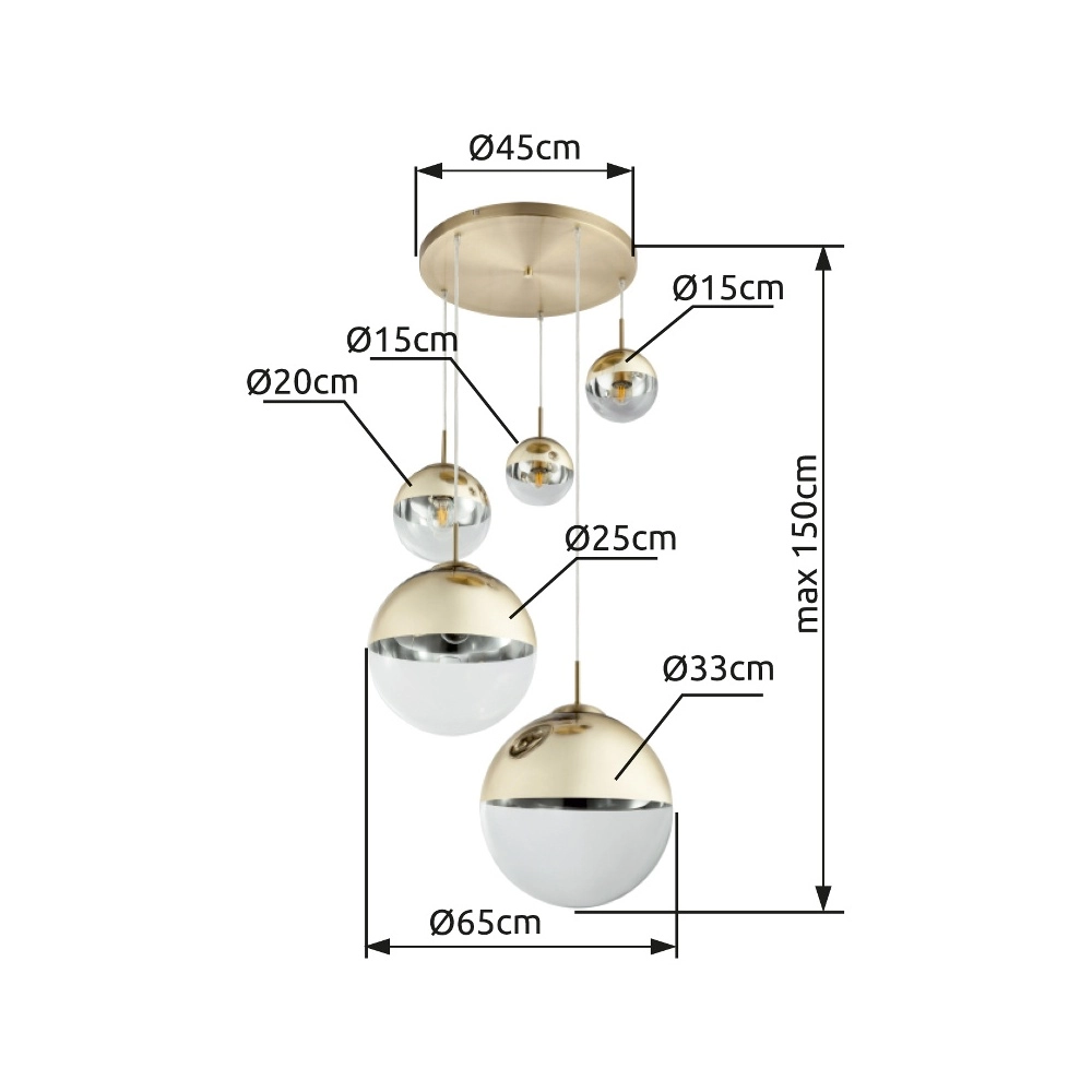 Lampe suspendue à 5 lumières Varus Or Globo 9007371377466