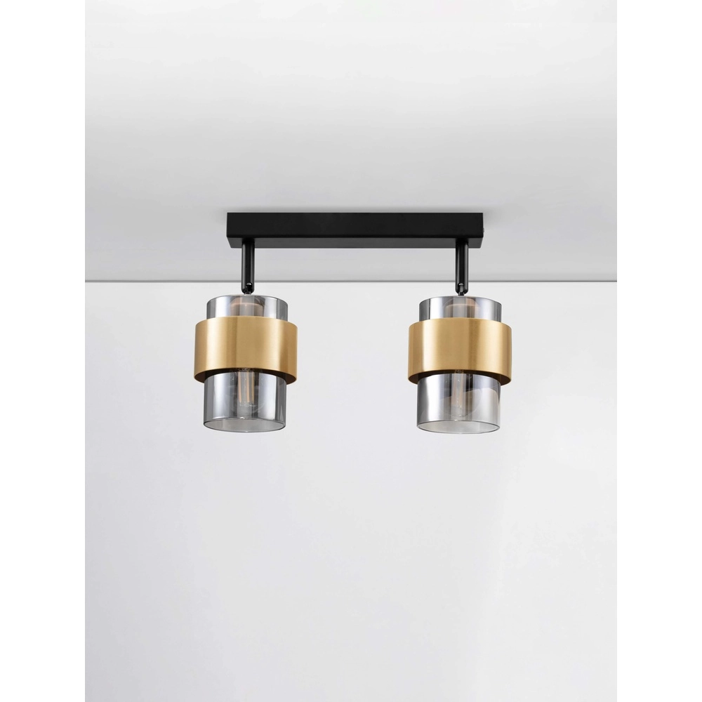 Plafonnier Sianna 2 lumières noir avec or Lyora 5212017452603