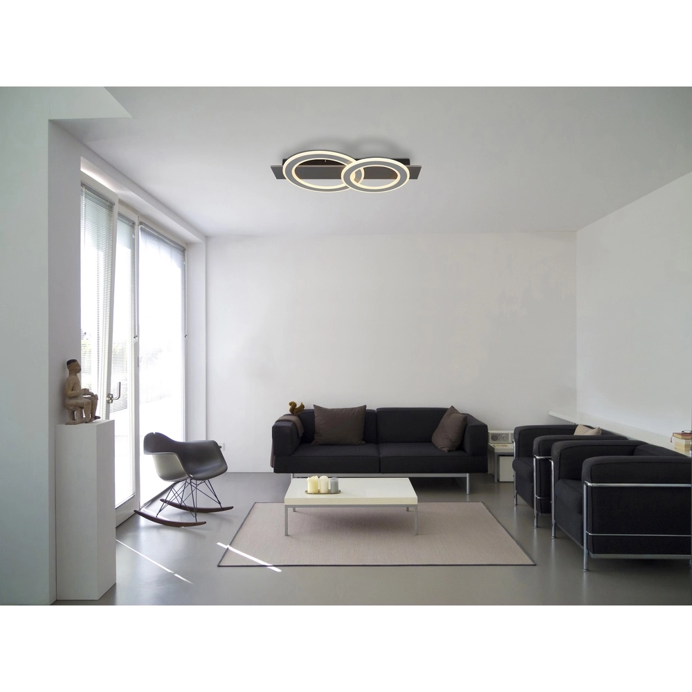 Lampe de plafond à design Jayden Anneaux anthracite 2 Globo 9007371453054