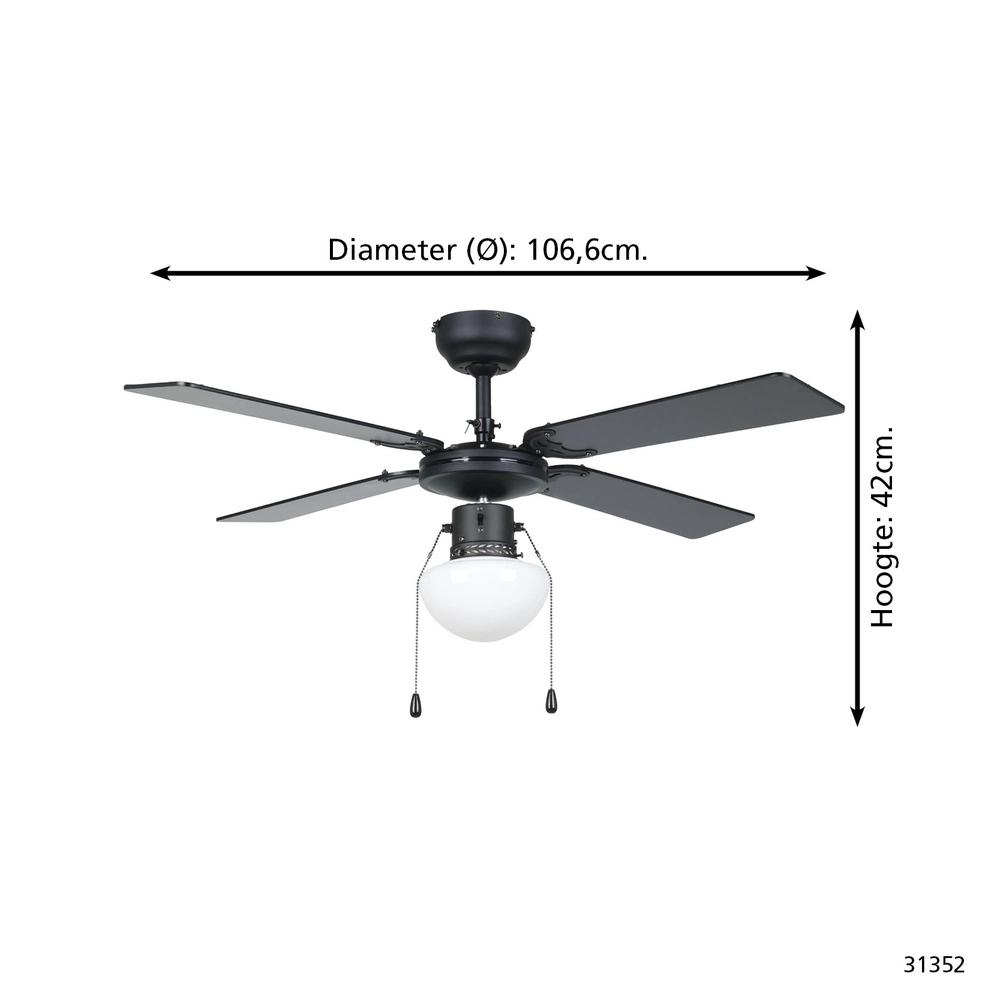 Ventilateur de plafond Fortaleza noir Eglo 9002759313524