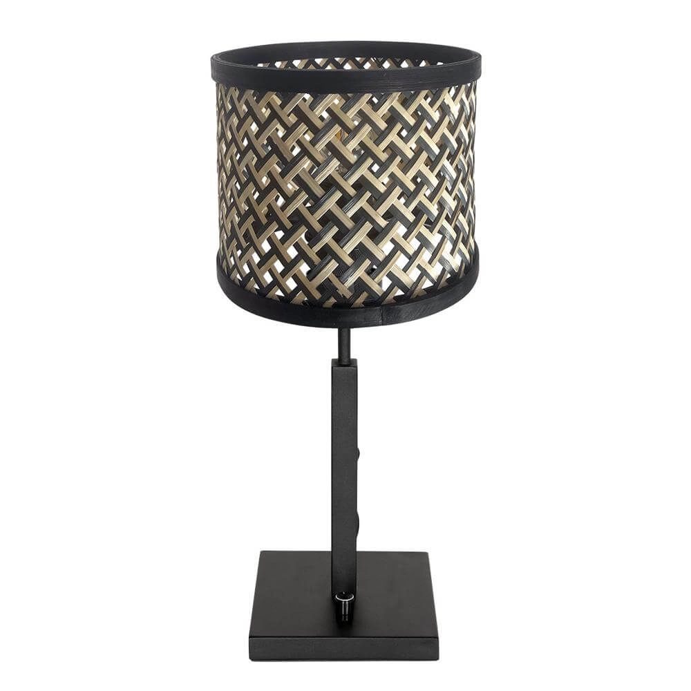 Lampe de table Stang noir avec abat-jour en bambou Steinhauer 8712746172065