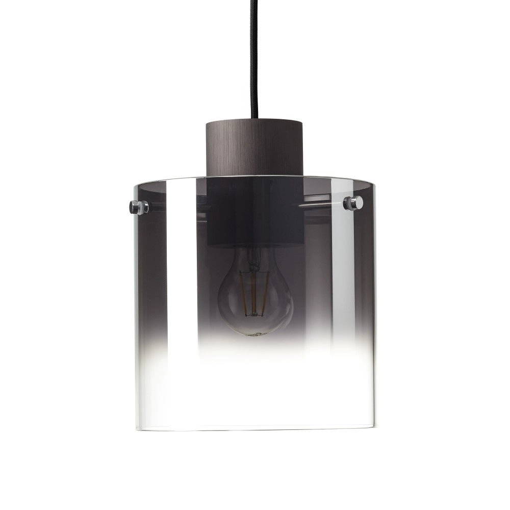 Lampe suspendue Beth E27 noir avec verre fumé Brilliant 4004353358470