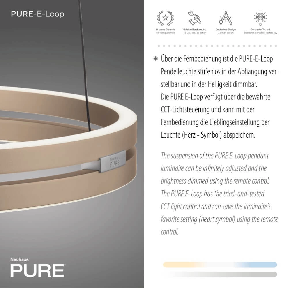 Lampe suspendue élégante Pure E-Loop laiton Paul Neuhaus 4012248372265