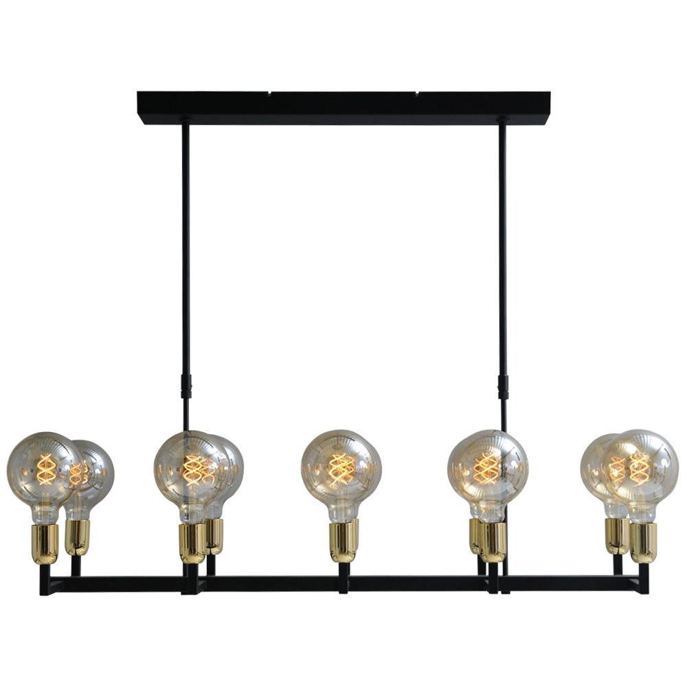 Lampe suspendue noire pour salle à manger Tube Luminaires dorés à 10 lumières Lampe suspendue noire pour salle à manger Tube Luminaires dorés à 10 lumières