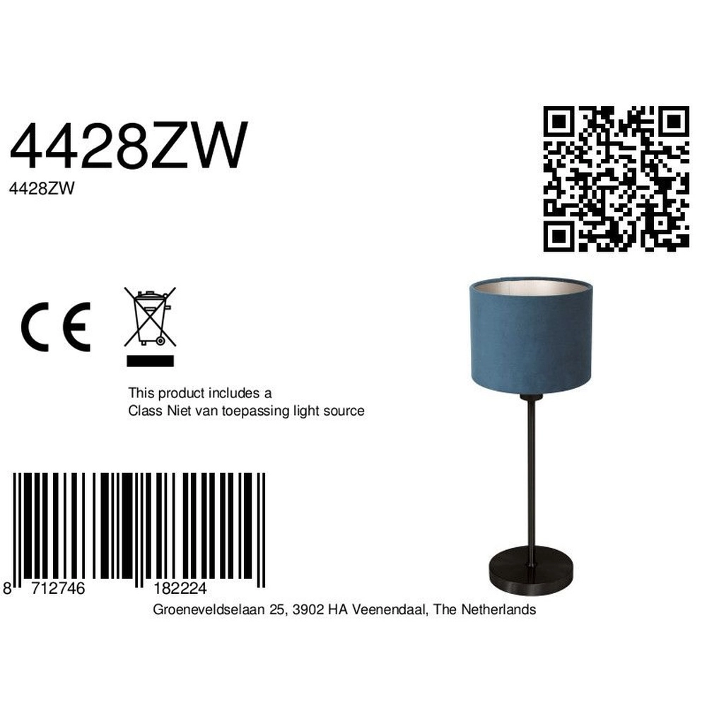 Lampe de table noire Noor avec capuche bleue Steinhauer 8712746182224