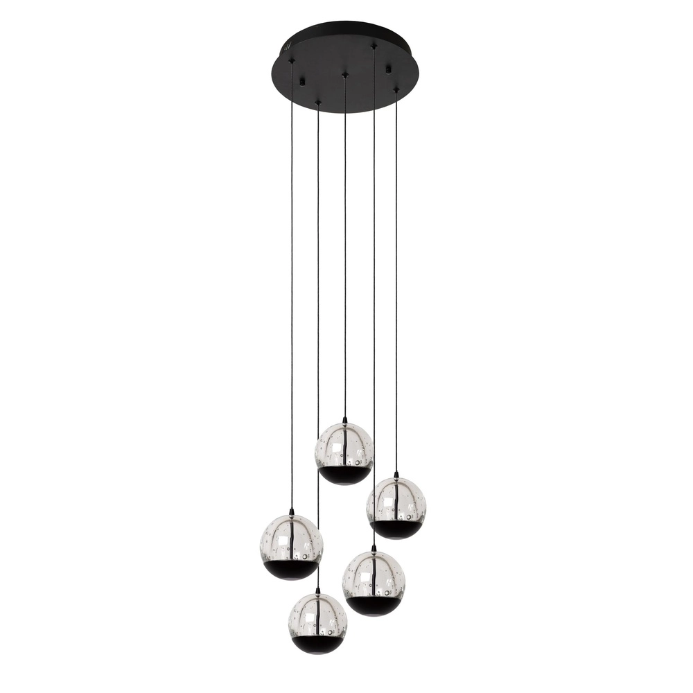 Lampe pendante de conception Sentubal Projectile noire à 5 lumières