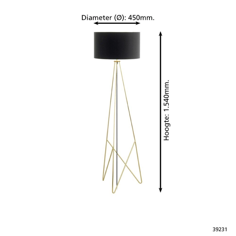 Lampadaire Camporale doré avec abat-jour noir Stars of Light 9002759392314