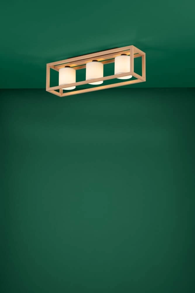 Plafonnier en bois Granados 3 lumières avec abat-jour blanc Stars of Light 9008606223602